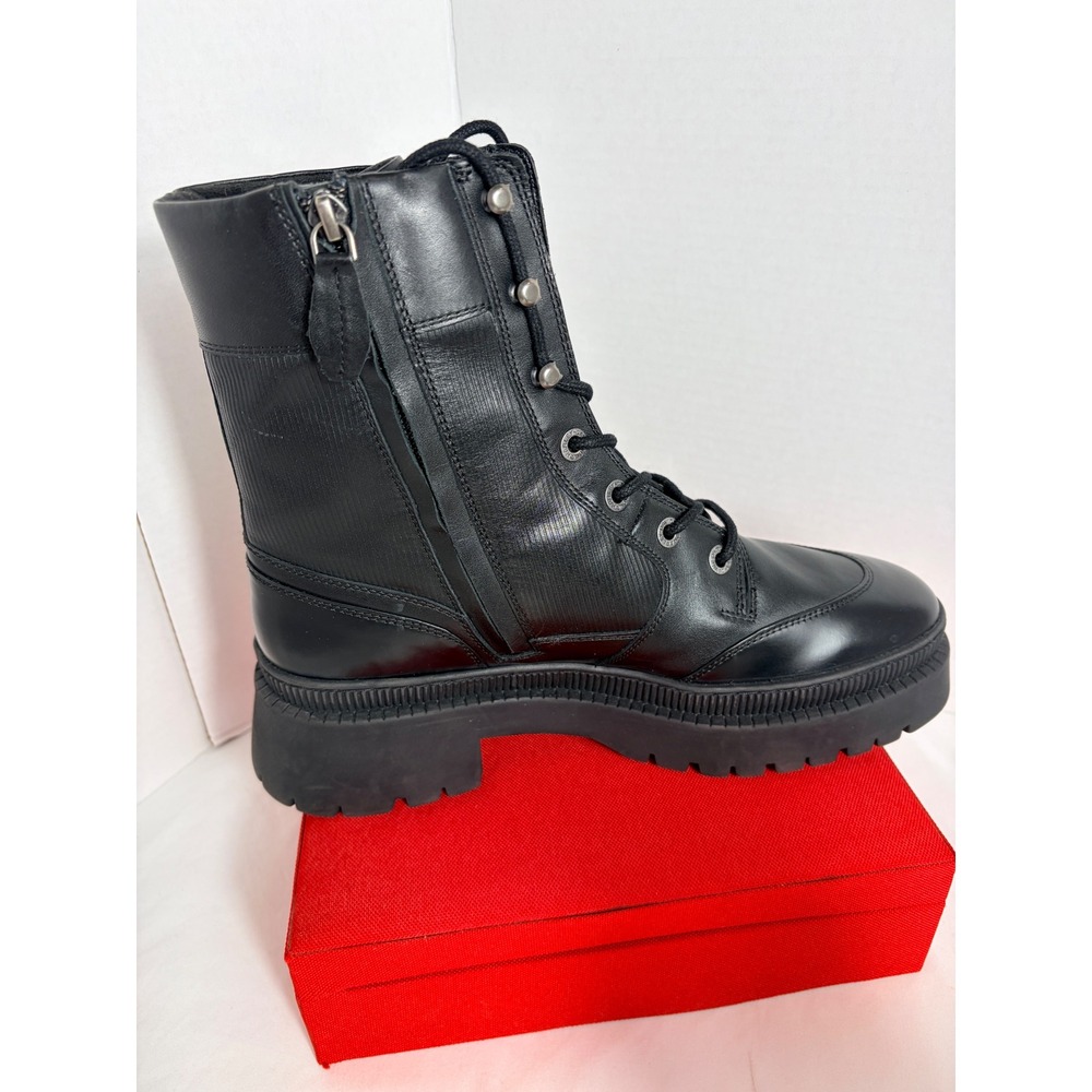 Harley Davidson Mens Boots Black 10M D65001 Leather Combat Lug Sole Biker New - Picture 11 of 15